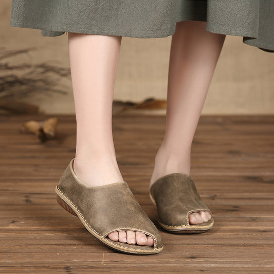 Sandalias de Cuero Artesanales para Mujer con Diseño de Pez