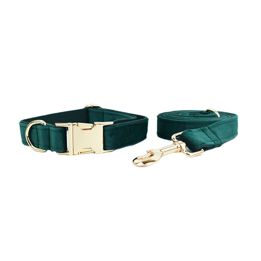 Collar de Mascota en Terciopelo con Cuerda de Tracción