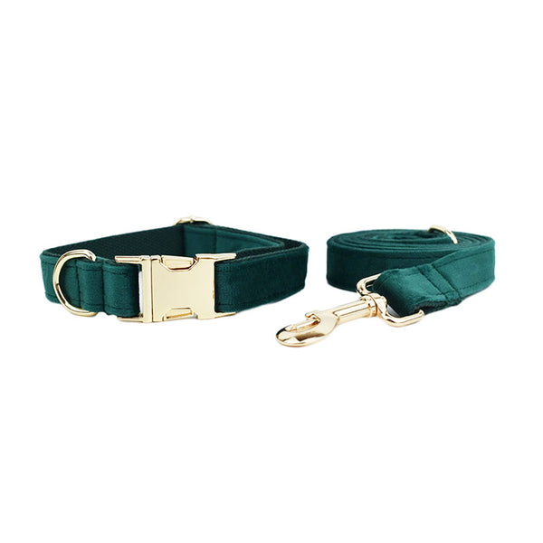 Collar de Mascota en Terciopelo con Cuerda de Tracción