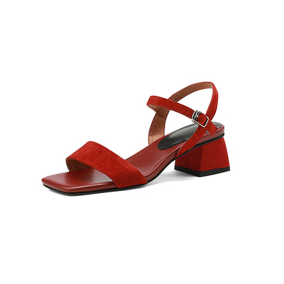 Sandalias Vintage de Cuero con Tacón Grueso y Hebilla - Image 2