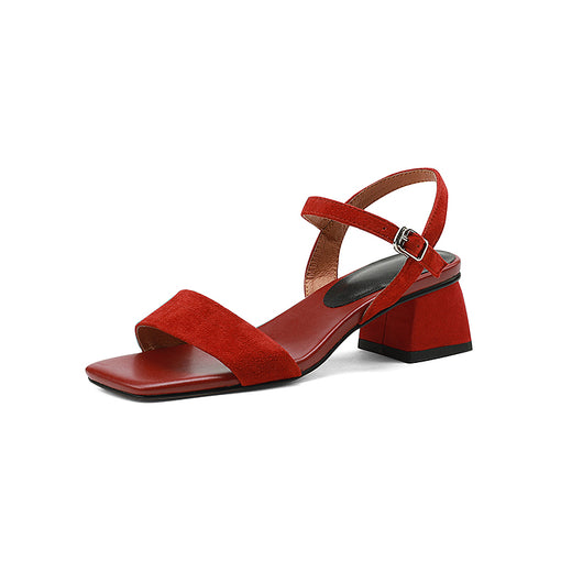 Sandalias Vintage de Cuero con Tacón Grueso y Hebilla - Image 2