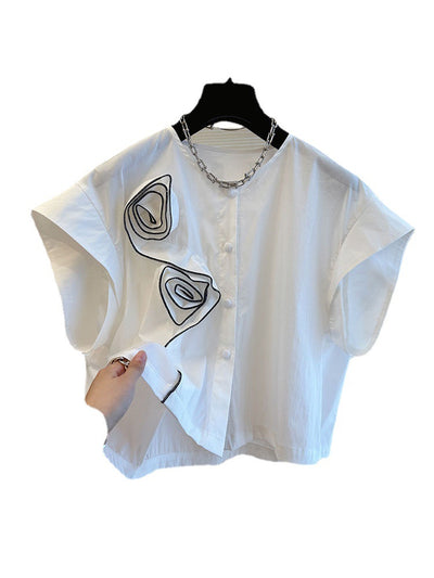 Blusa Blanca de Lujo Minimalista con Diseño Tridimensional en Rosa - Image 8