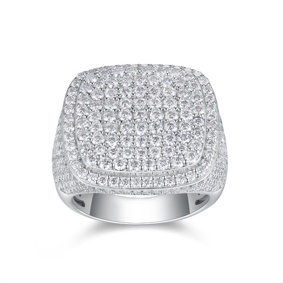 Anillo de Diamante Cuadrado Royal con Moissanita Premium, Plata S925 y Baño de Platino para Hombre