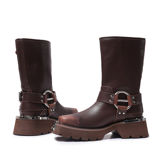 Botas Vaqueras Marrones con Tacón Elevador - Estilo Western Versátil - Image 2