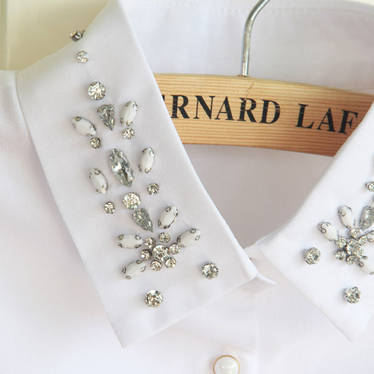 Cuello Postizo de Gasa con Strass para Mujer