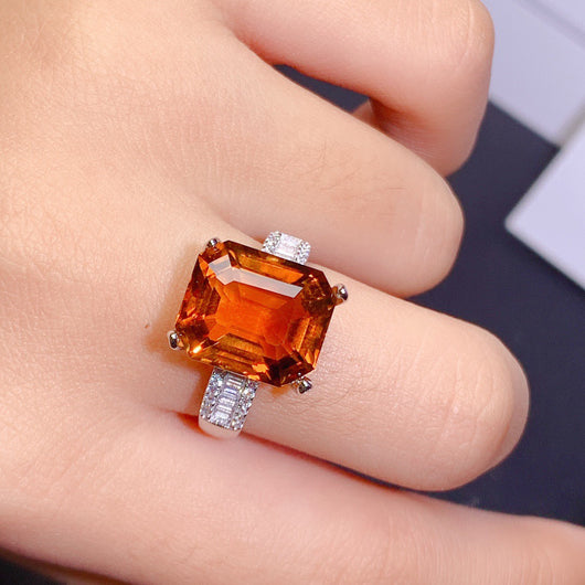 Anillo de Citrino Natural Grano Grande con Terciopelo Negro - Image 9