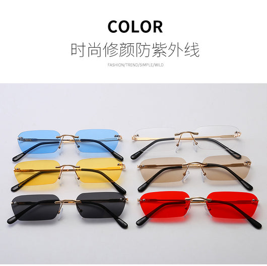 Gafas de Sol Rectangulares sin Montura UV400 - Unisex Estilo Peekaboo - Image 7