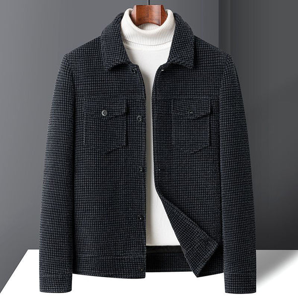 Abrigo de Lana Forrado en Fleece Estilo Coreano Casual Trendy para Hombre