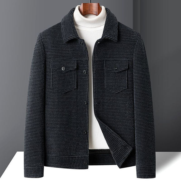Abrigo de Lana Forrado en Fleece Estilo Coreano Casual Trendy para Hombre