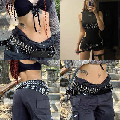 Cinturón Punk Rock con Remaches Balas Negro Unisex - Accesorios Hip-hop de Moda - Image 28