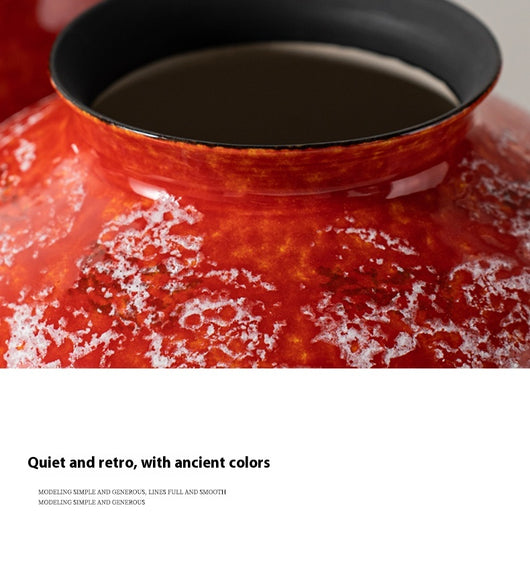 Jarrón de Cerámica Esmaltado Rojo Cocido en Horno - Image 16