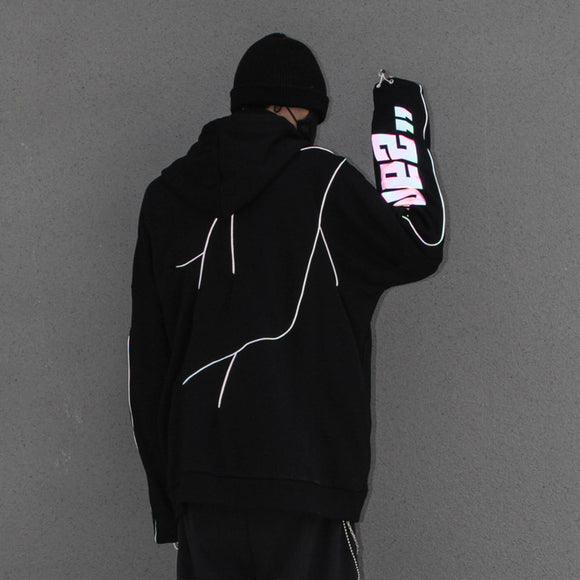 Sudadera Falsa Doble con Cuello Alto y Capucha Reflectante
