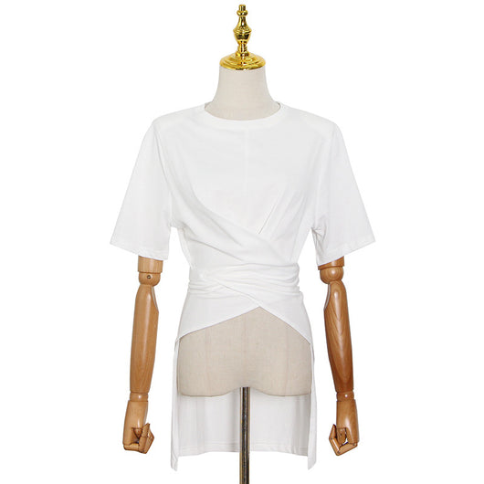 Blusa Casual de Cuello Redondo con Tirantes Irregulares - Image 7