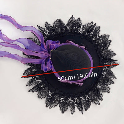 Sombrero Gótico Bruja Lolita de Encaje Hecho a Mano - Image 4