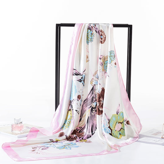 Pañuelo Cuadrado Protección Solar Estampado Floral para Mujer - Image 9