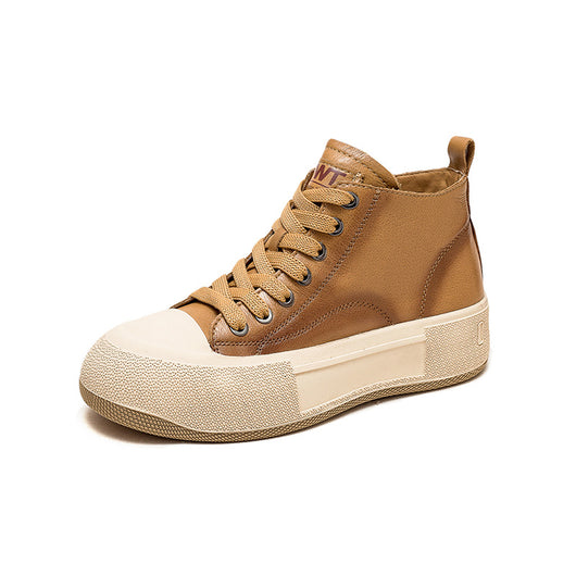 Tenis Altos Casuales de Cuero Premium Estilo Vintage para Mujer - Image 8
