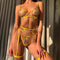 Conjunto Sensual de Lencería con Encaje Transparente y Ligas - 3 Piezas