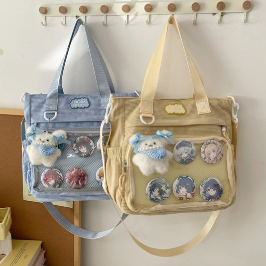 Bolsa Crossbody Transparente de Gran Capacidad Estilo Japonés para Estudiantes