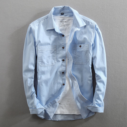 Camisa Denim Casual Holgada para Hombre con Cuello Solapa - Image 4