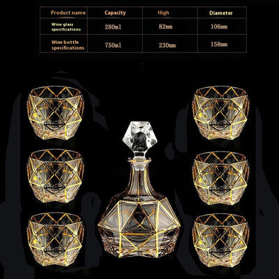 Juego de Copas de Cristal para Whisky y Vino con Detalles Dorados - Image 22