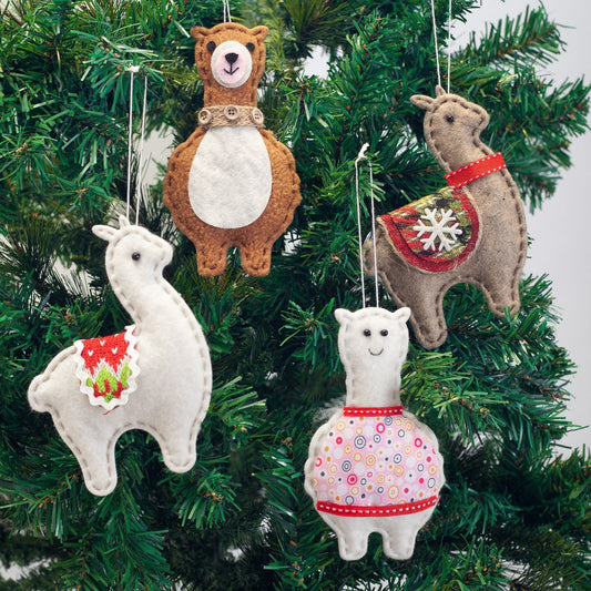 Set de Adornos Navideños con Alpacas Creativas