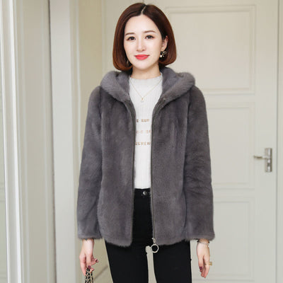 Abrigo Corto Grueso con Capucha y Cuello de Piel para Invierno - Image 4