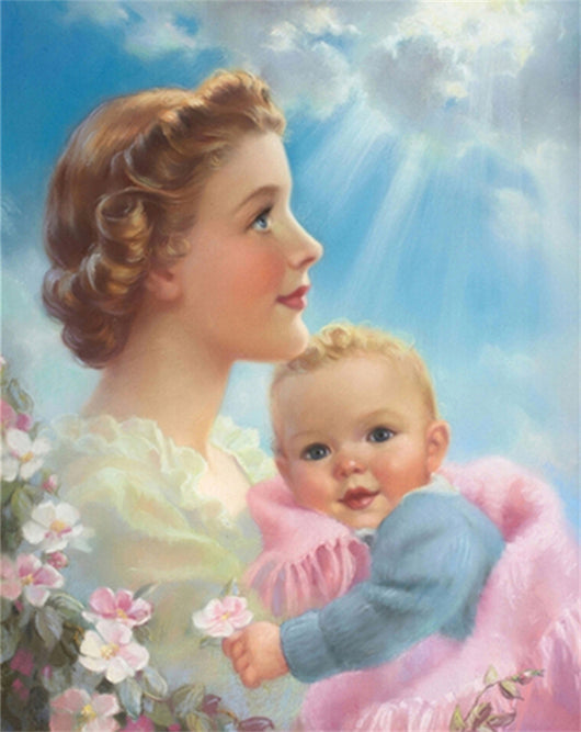 Cuadro de Diamantes Amor Maternal - Pintura con Cristales 3D