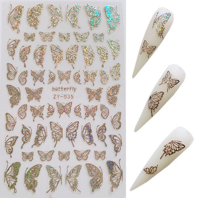 Stickers de Uñas Mariposa con Efecto Bronce Láser - Image 17