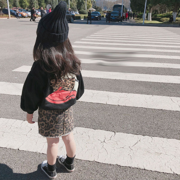 Conjunto Infantil Pato Cartoon con Falda Estampado Leopardo