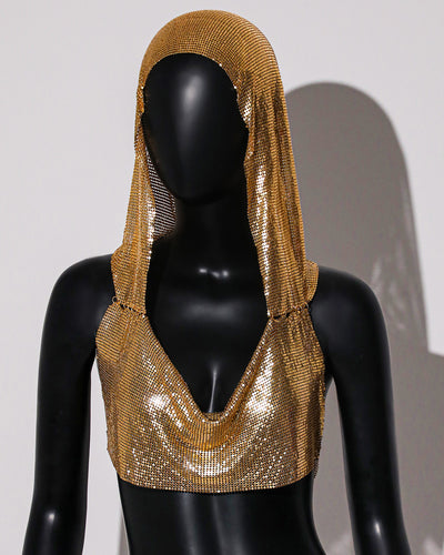 Chaleco Deportivo Brillante con Capucha y Lentejuelas Metálicas - Image 9