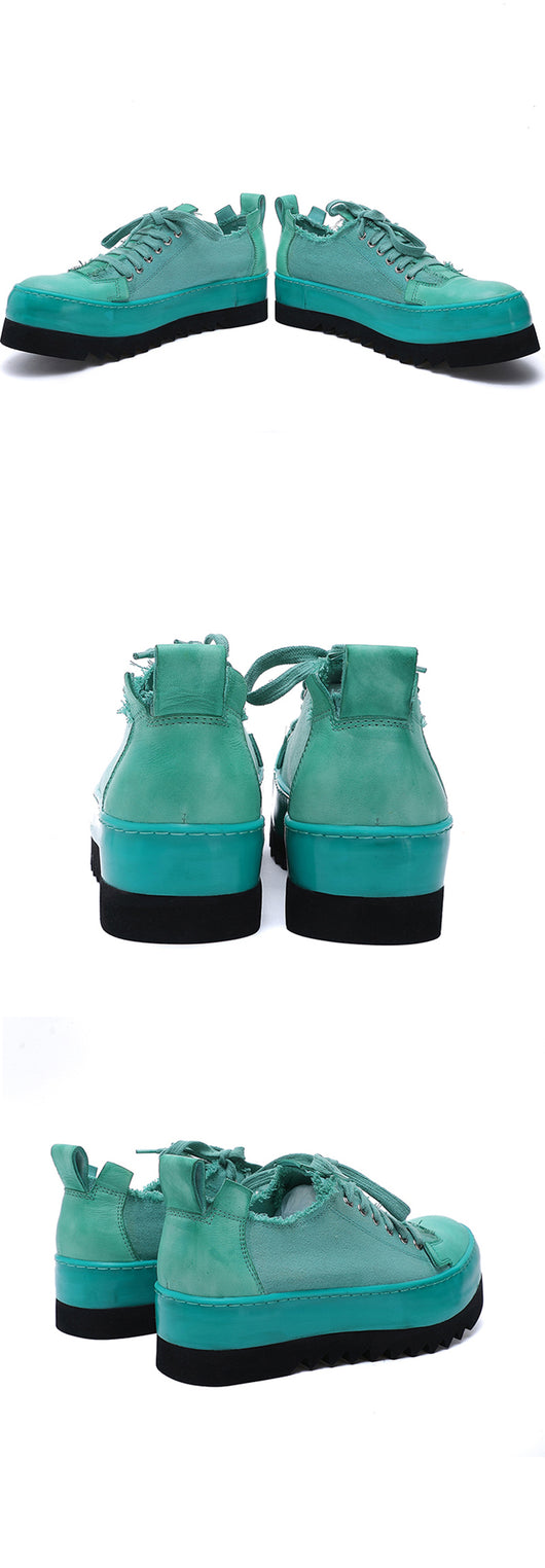 Zapatos de Lona Teñidos a Mano con Suela Gruesa Transpirable - Image 15