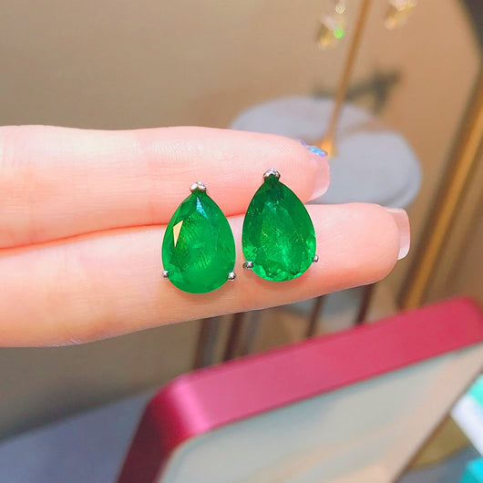 Aretes de Paraíba Esmeralda en Corte Pera - Image 6