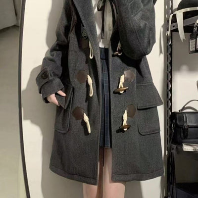 Abrigo Tipo JK Japonés con Botones de Cuerno y Capucha de Lana - Image 10