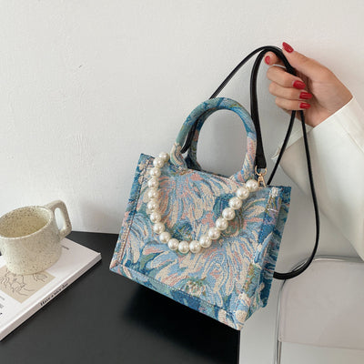 Bolsa Tote Jacquard Perla con Diseño Jardín de Monet - Image 2