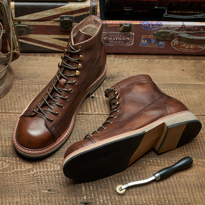Bota de Trabajo Tipo Militar en Cuero Genuino - Caña Alta para Hombre - Image 3