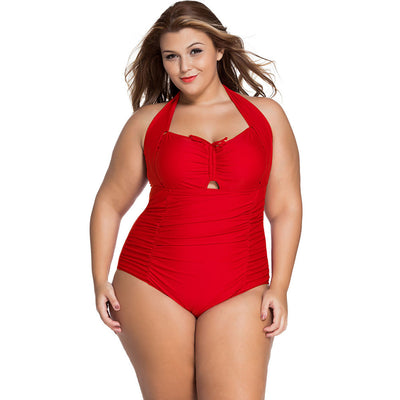 Traje de Baño Enterizo Halter Fruncido para Tallas Grandes - Image 7