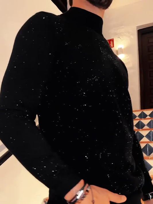 Blusa Elegante para Hombre con Lentejuelas de Manga Larga