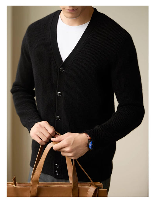 Cardigan de Lana Tejido Cuello V Casual Hombre Otoño Invierno - Image 13