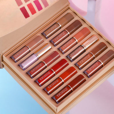 Set de 12 Brillos Labiales de Larga Duración con Acabado Mate