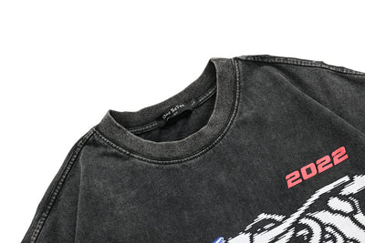 Camiseta Manga Corta Estampado Calavera Desgastada para Hombre - Image 9