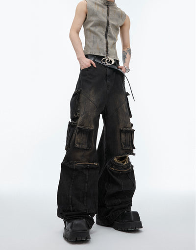 Jeans Artesanales Multibolsillos con Detalles Desgastados - Image 11