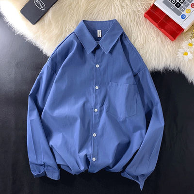 Camisa Drapeada de Manga Larga Color Sólido para Hombre - Image 15