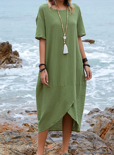 Vestido Maxi Suelto con Bolsillo - Diseño Retro Casual para Mujer
