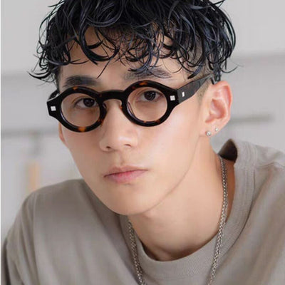 Gafas Retro Montura Pequeña Redonda Carey Marrón - Image 3