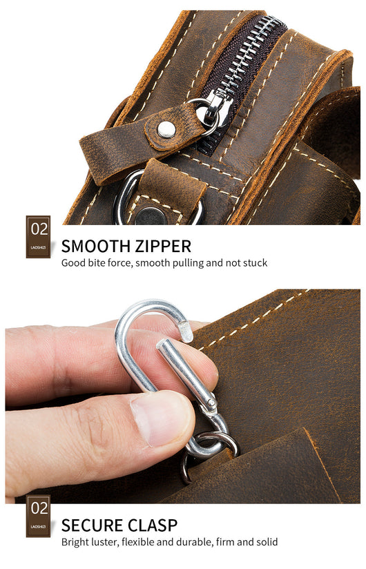 Bolsa Mensajera de Cuero con Cinturón Multifuncional para Hombre - Image 13