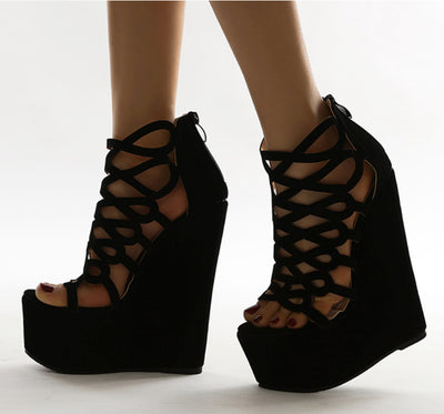 Sandalias Romanas con Cuña Hueca y Puntera Gamuza para Mujer - Image 4