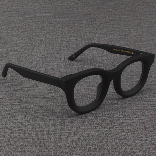Gafas Cuadradas Retro con Marco Grueso Negro Mate y Bordes Anchos
