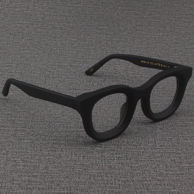 Gafas Cuadradas Retro con Marco Grueso Negro Mate y Bordes Anchos