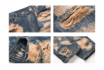 Jeans Rectos Vintage Desgastados con Roturas Personalizables para Hombre - Image 2