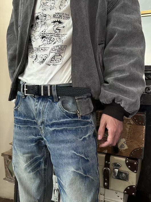 Pantalones Bootleg Paris Style con Patrón Rayo Efecto Lavado y Corte Desgarrado - Image 9